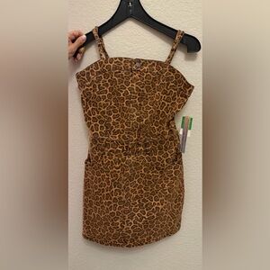 NWT - XS Denim Leopard Print Romper